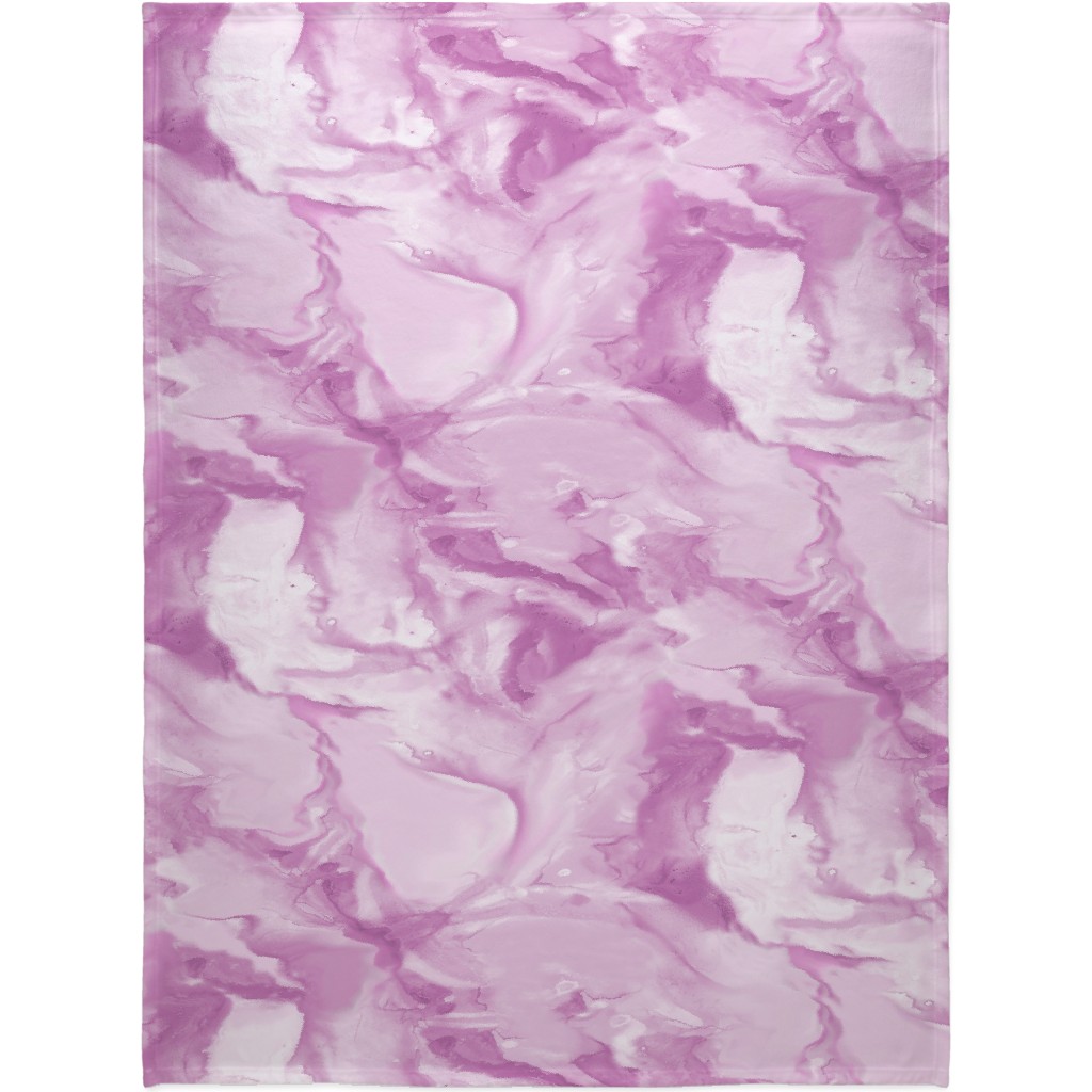Abstract Watercolor Marble Blanket, Sherpa, 60x80, Purple, Pansy