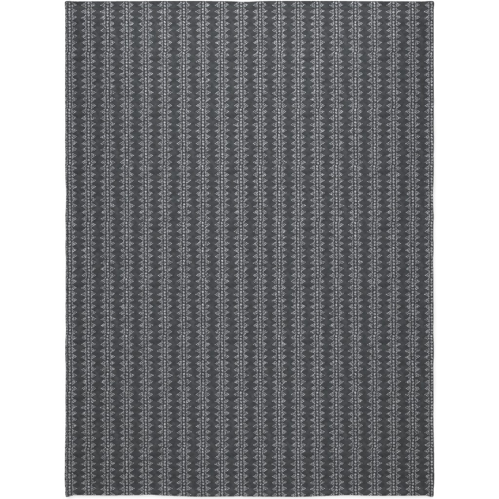 Batik Triangle Stripe - Earth Smoke Blanket, Sherpa, 60x80, Gray, Gray
