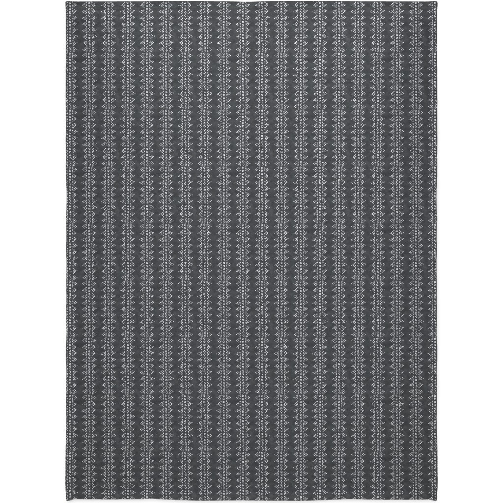 Batik Triangle Stripe - Earth Smoke Blanket, Sherpa, 60x80, Gray