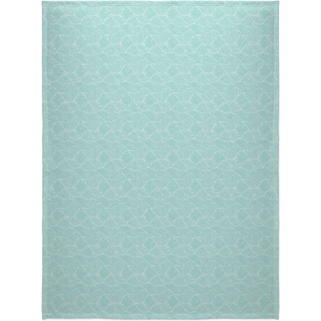 Dunes Geometric Waves - Light Aqua Blanket, Sherpa, 60x80, Blue