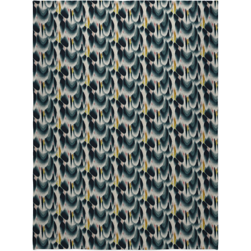 Shibori Wing Spots - Indigo Blanket, Sherpa, 60x80, Green