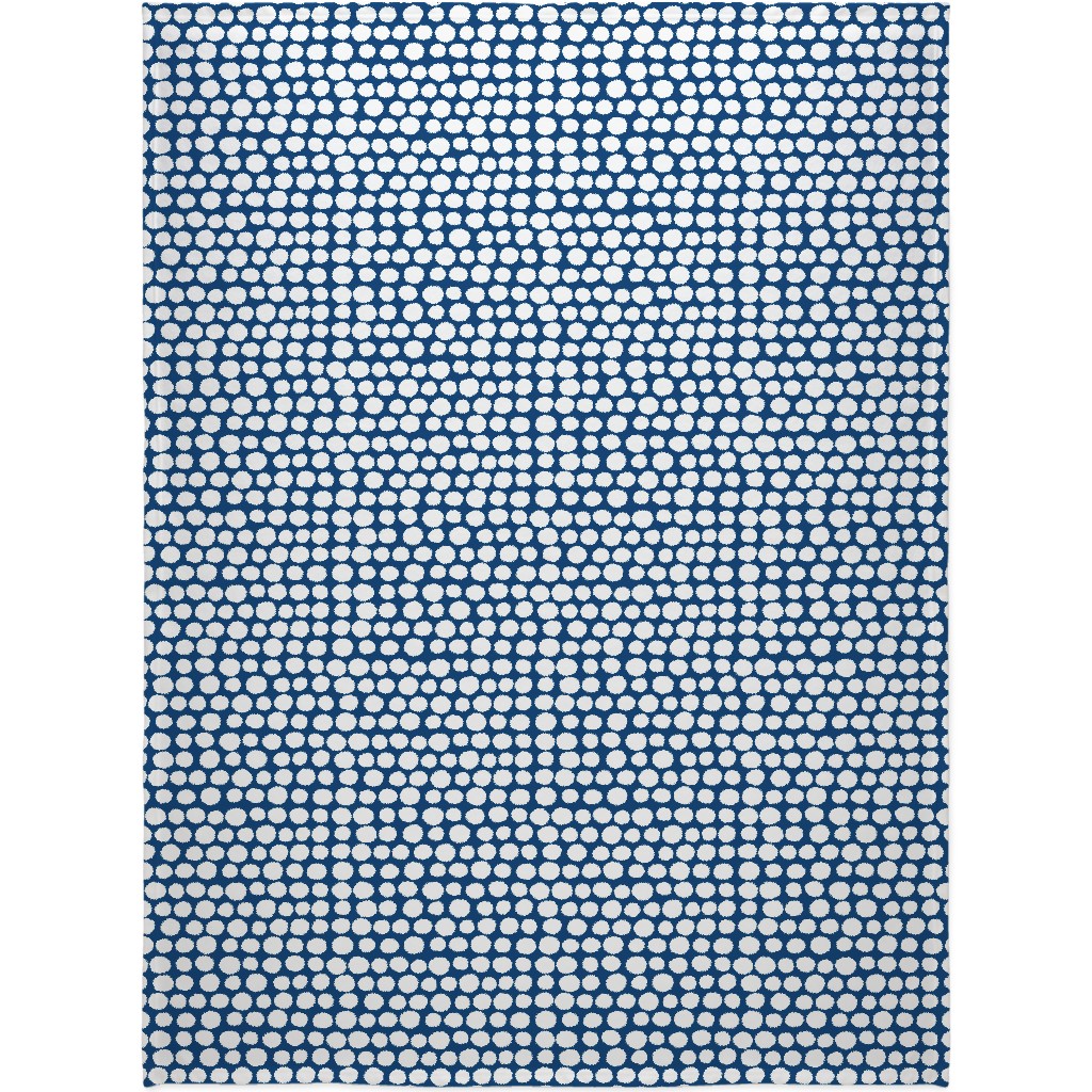 Jumbo Peas - Deep Blue and White Blanket, Sherpa, 60x80, Blue, True Blue
