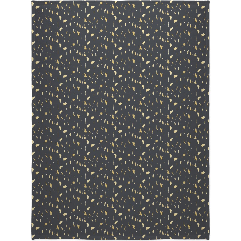 Blobs - Gold on Charcoal Blanket, Sherpa, 60x80, Gray, Gray