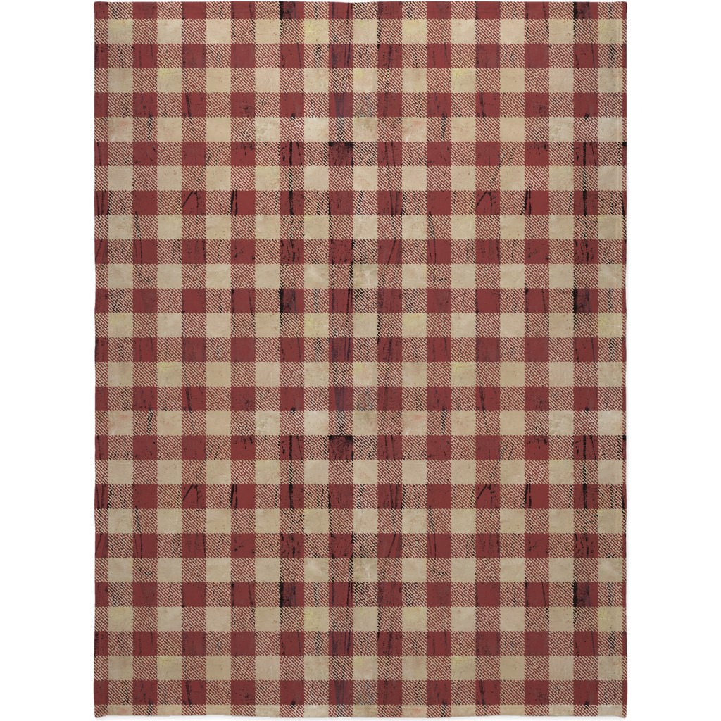 Rustic Buffalo Plaid - Red Blanket, Sherpa, 60x80, Red, Red