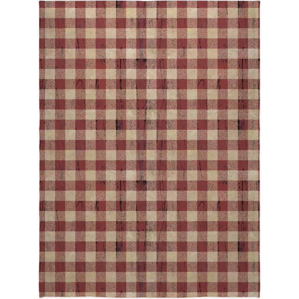 Rustic Buffalo Plaid - Red Blanket, Sherpa, 60x80, Red