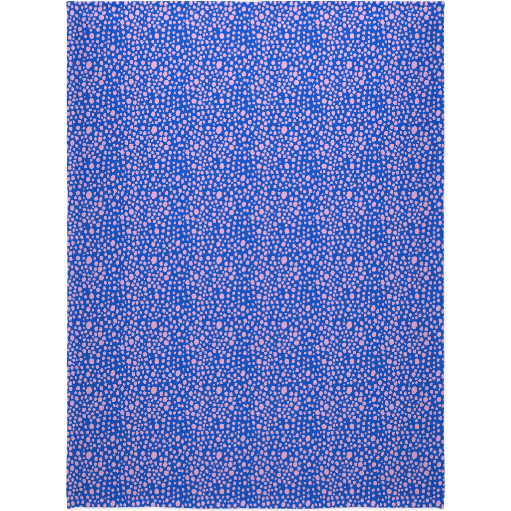 Polka Dot - Blue and Pink Blanket, Sherpa, 60x80, Blue