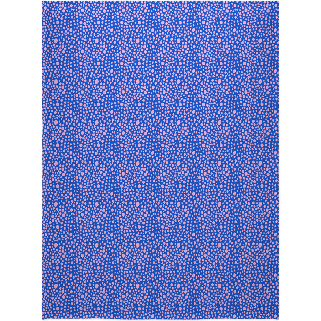 Polka Dot - Blue and Pink Blanket, Sherpa, 60x80, Blue