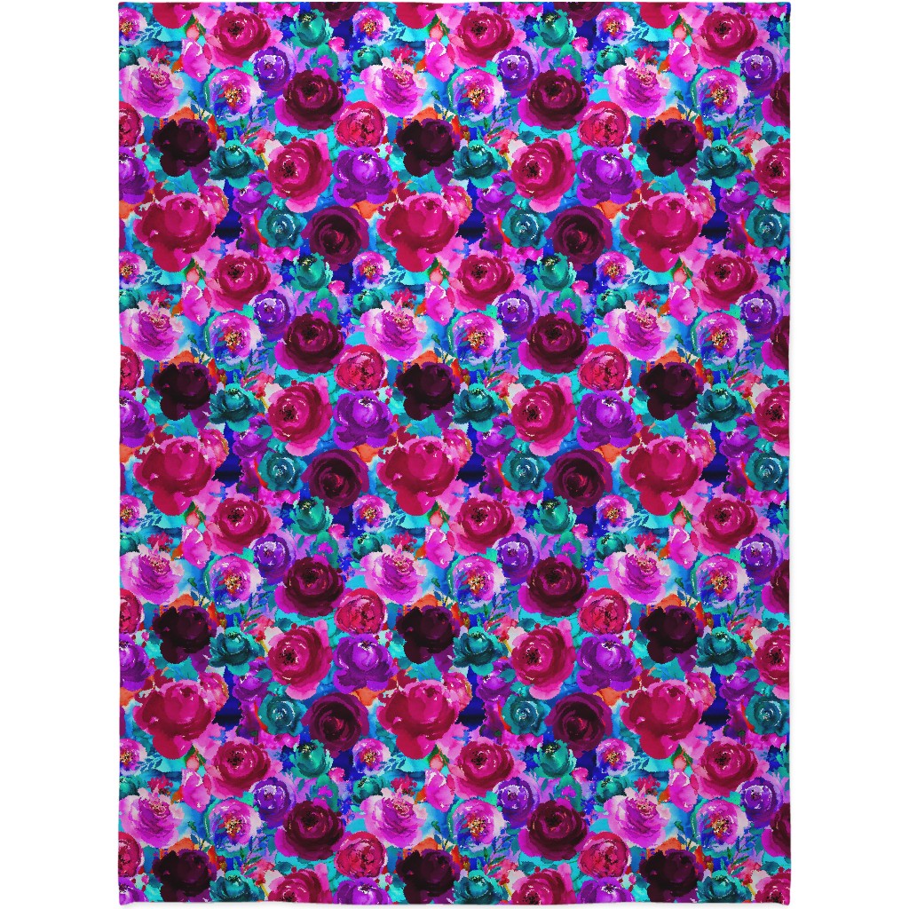 Happily Ever After Boho - Aqua Hues Blanket, Sherpa, 60x80, Pink, Bright Pink