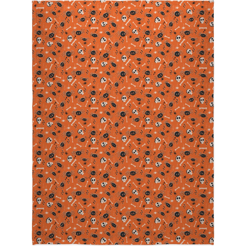 Vintage Halloween - Orange and Black Blanket, Sherpa, 60x80, Orange