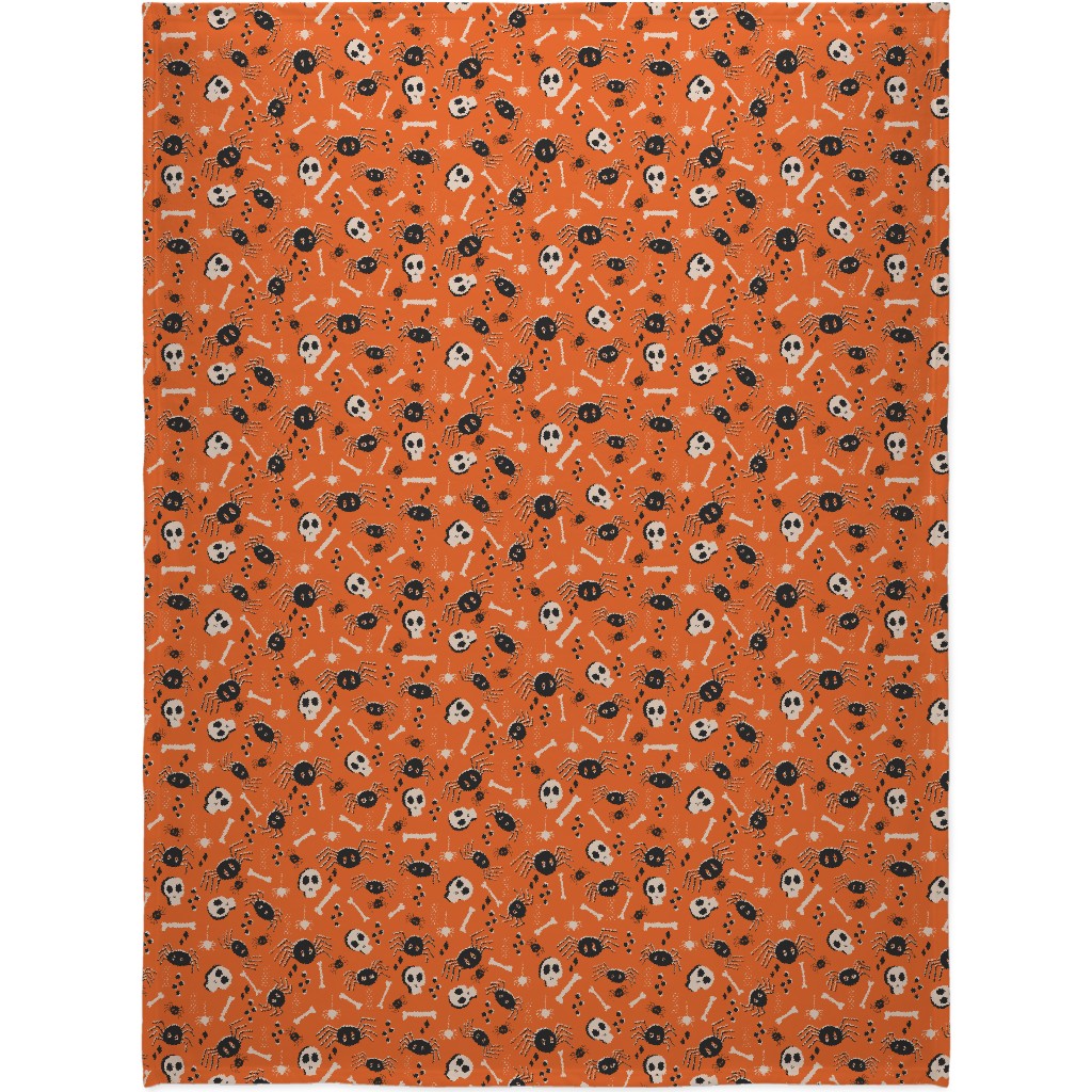 Vintage Halloween - Orange and Black Blanket, Sherpa, 60x80, Orange