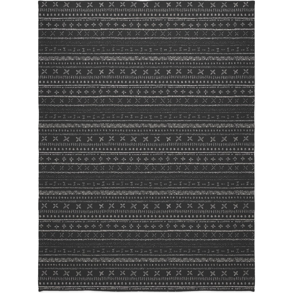 Boho Print Blanket, Sherpa, 60x80, Black