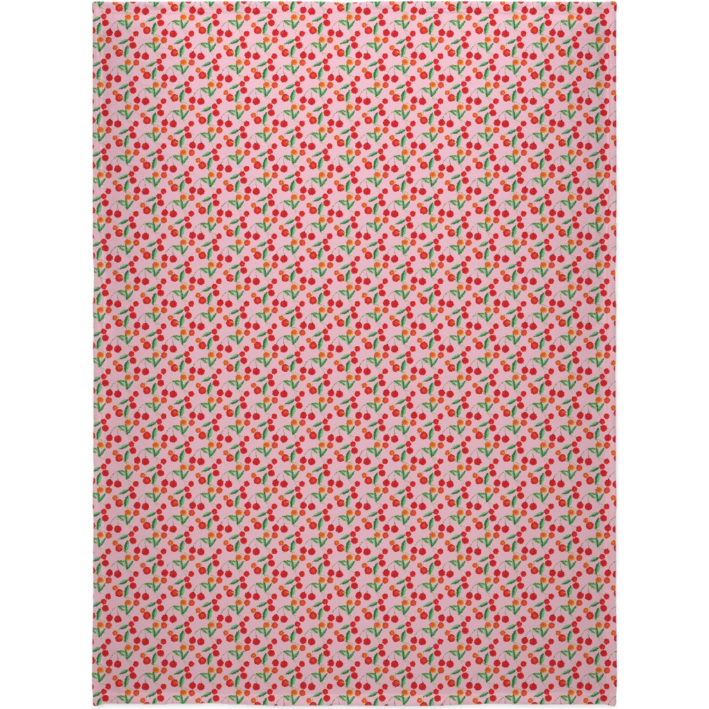 Cherry Farm Blanket, Sherpa, 60x80, Pink, Bright Pink