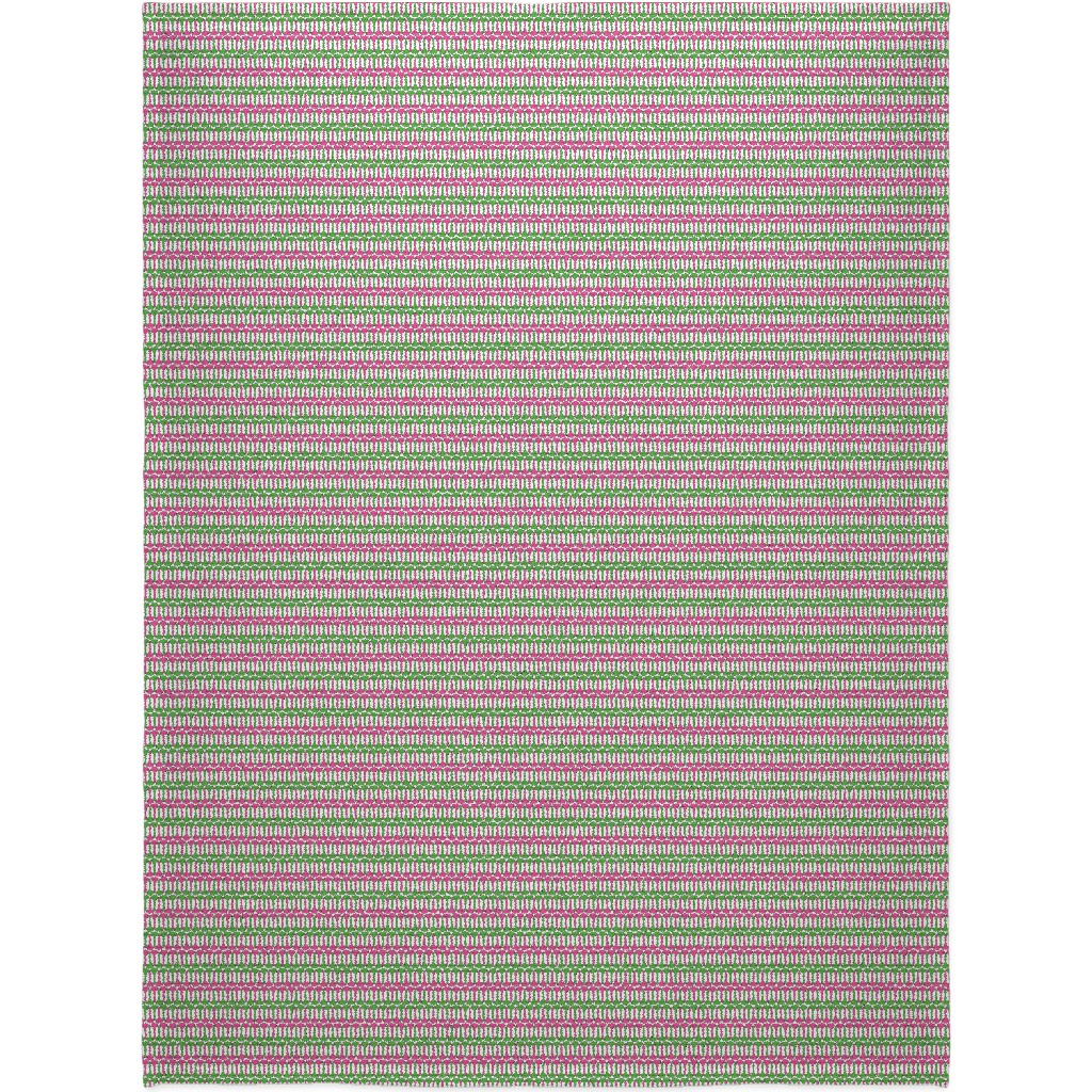 Golf Tees Pattern - Green and Pink Blanket, Sherpa, 60x80, Multicolor