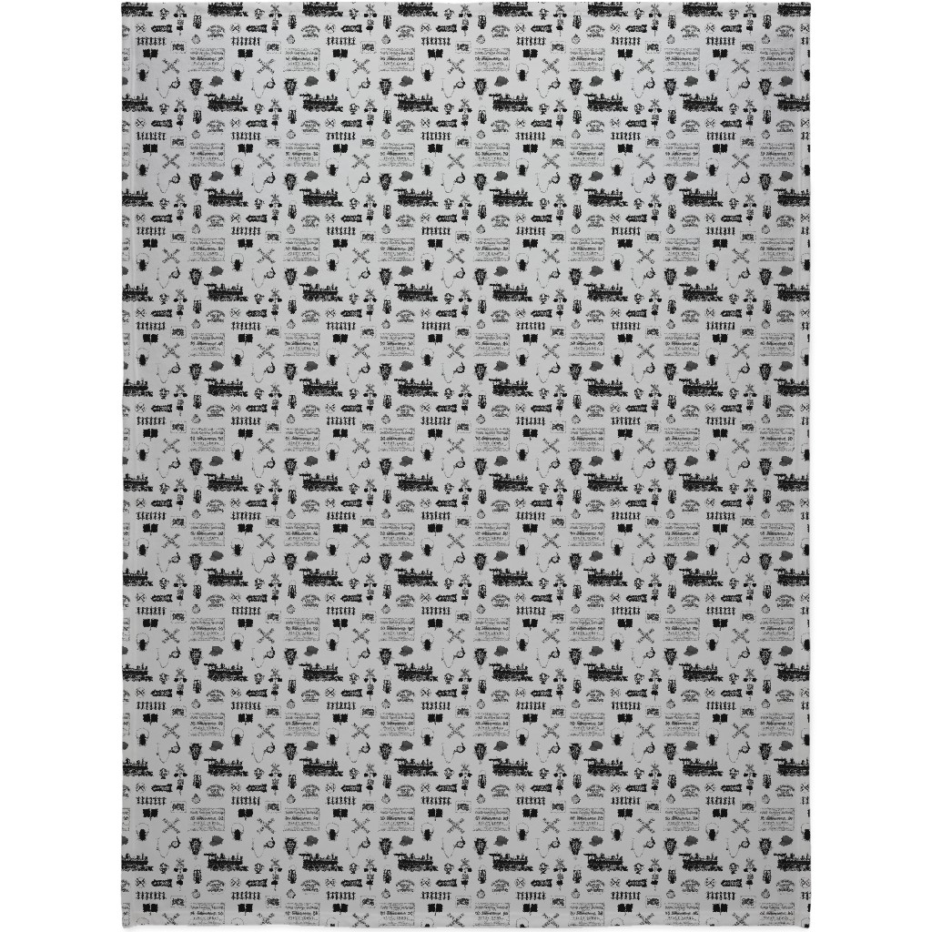 Railroad Blanket, Sherpa, 60x80, Gray, Fog