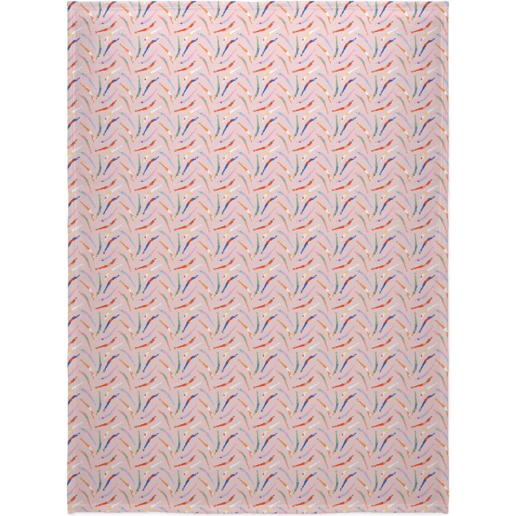 Art Deco Divers - Pink Blanket, Sherpa, 60x80, Pink