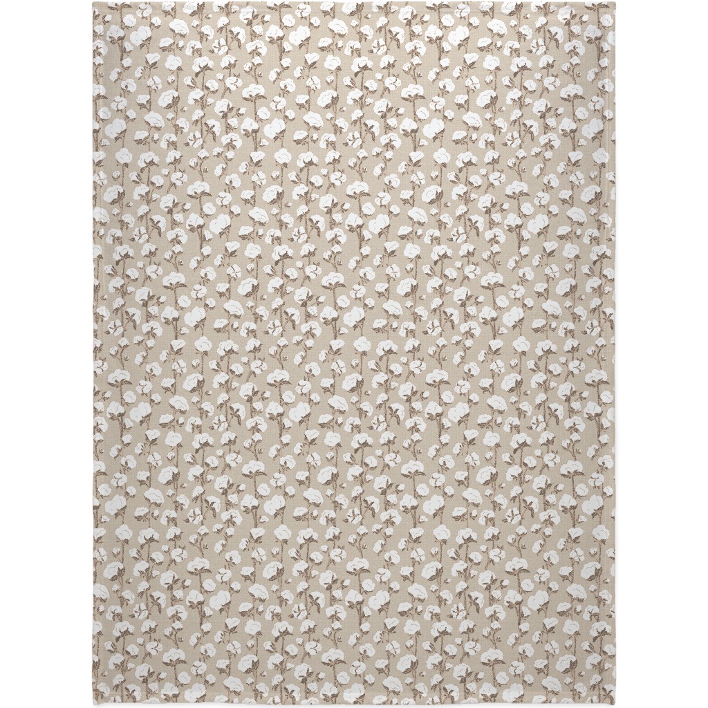 Cotton Stalk Stripe - Brown Blanket, Sherpa, 60x80, Beige, Pearl