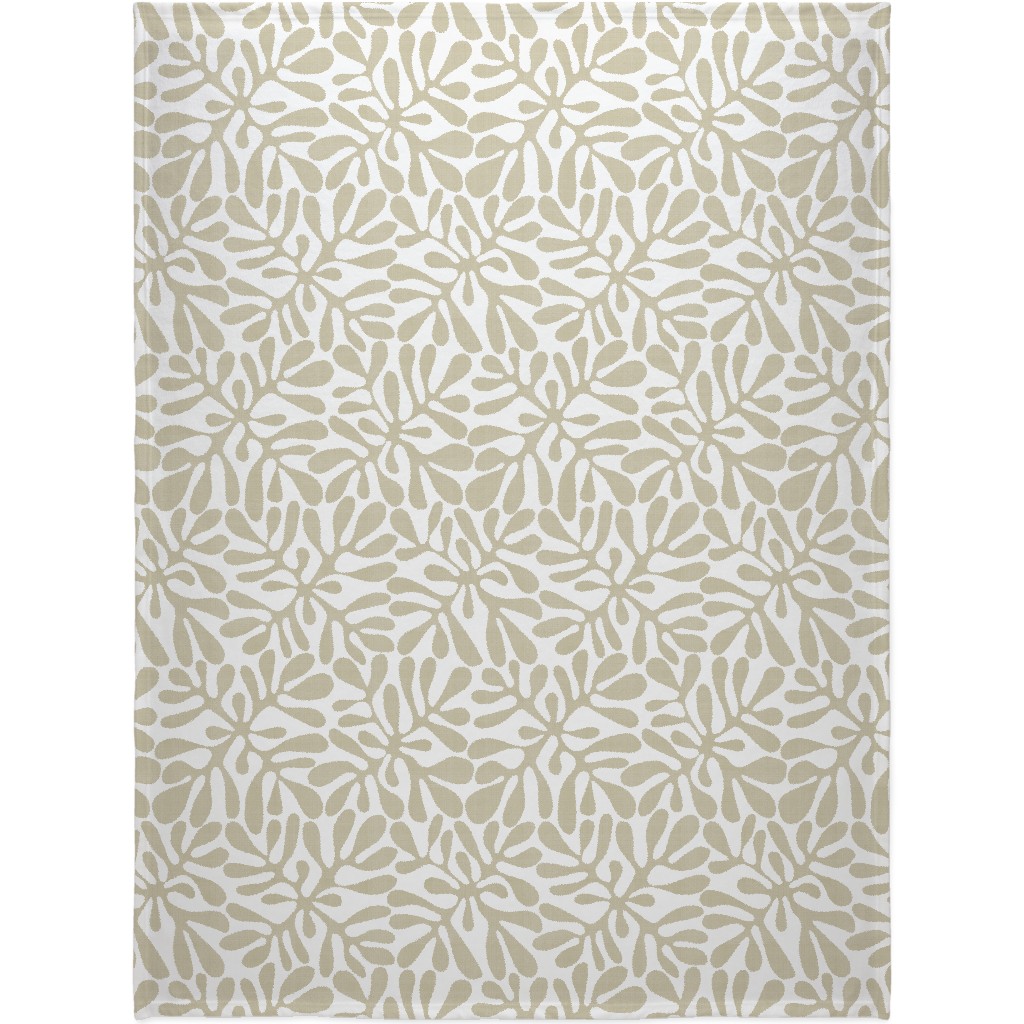 Block Print Texture Blanket, Sherpa, 60x80, Beige, Wheat