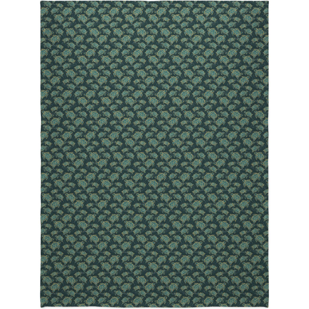 Turtles - Green Blanket, Sherpa, 60x80, Green