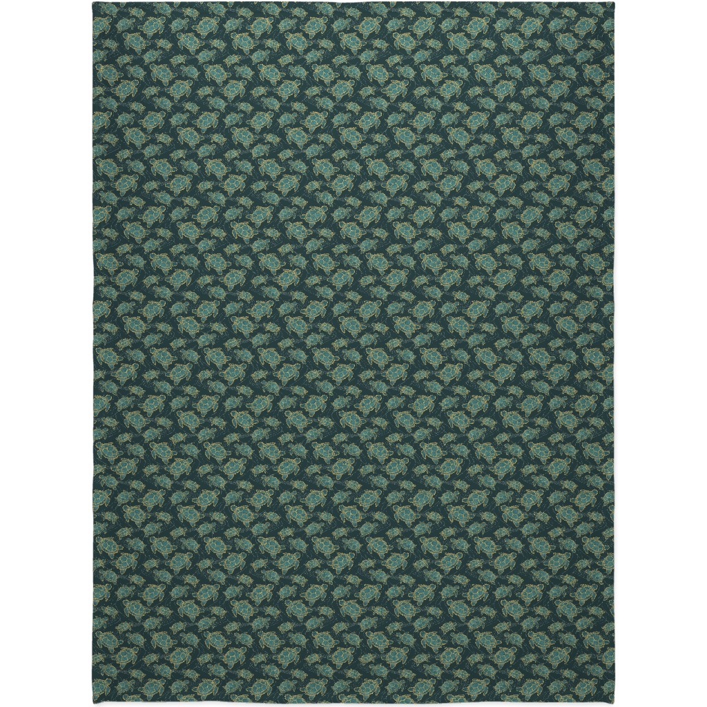 Turtles - Green Blanket, Sherpa, 60x80, Green