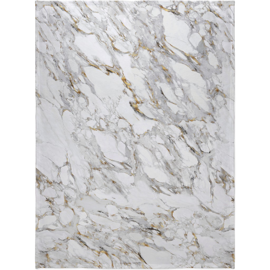 Gilded Marble - Gray Blanket, Sherpa, 60x80, Gray