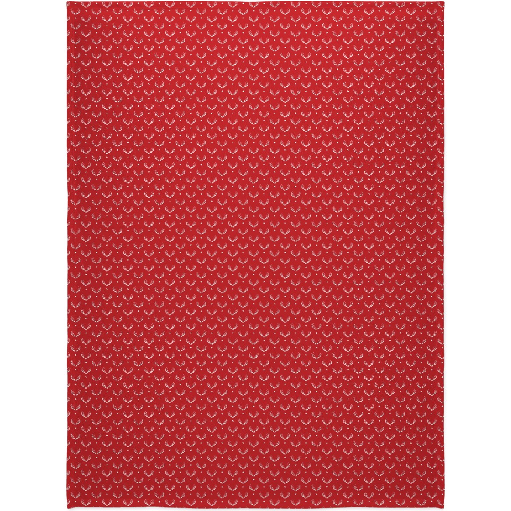 Reindeer Minimalism - Red Blanket, Sherpa, 60x80, Red, Red