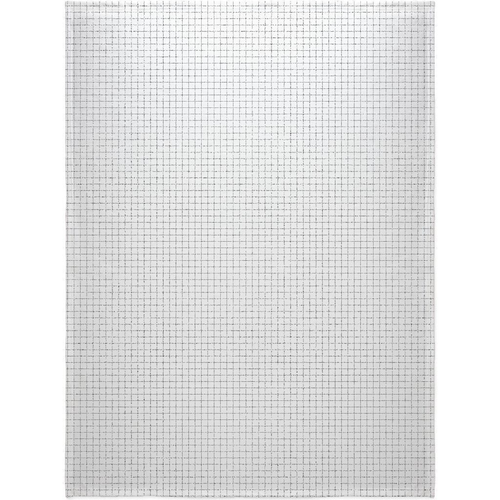 Black & White Grid Blanket, Sherpa, 60x80, White