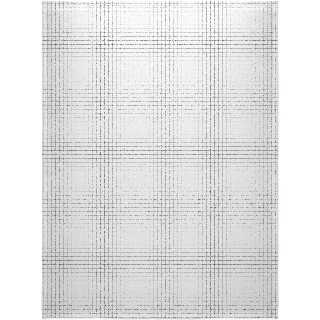 Black & White Grid Blanket, Sherpa, 60x80, White