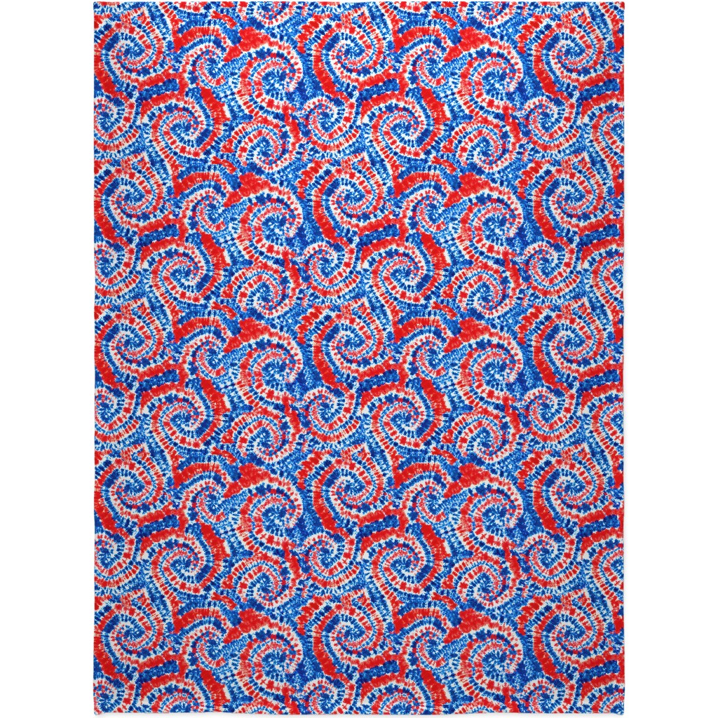 Tie Dye - Blue, Red and White Blanket, Sherpa, 60x80, Multicolor