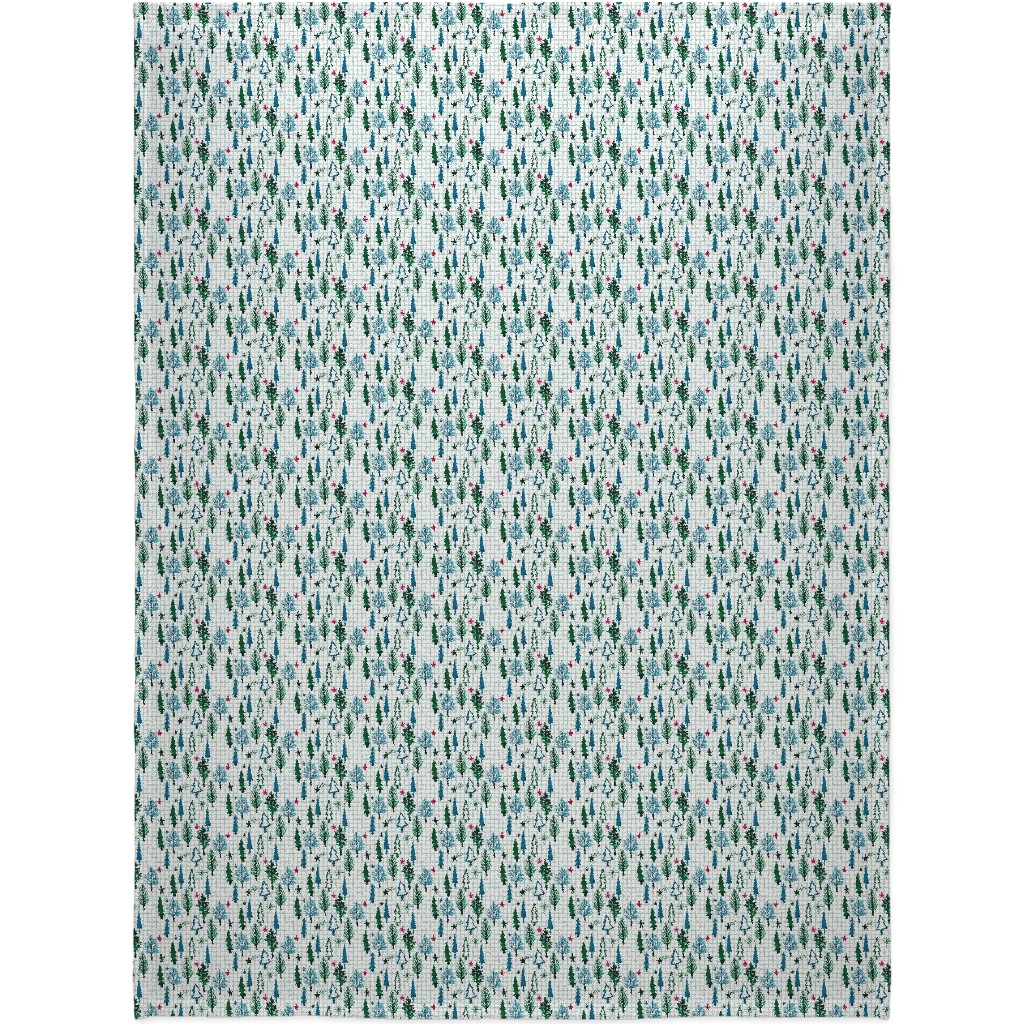 Noel Collection - Winterscape Blanket, Sherpa, 60x80, Green
