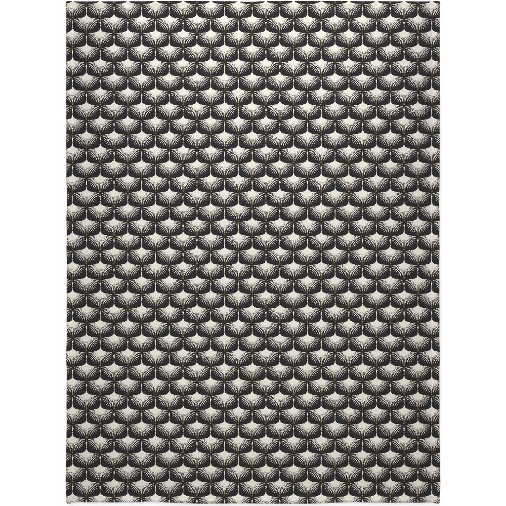 Art Deco Swans Blanket, Sherpa, 60x80, Black, Silhouette