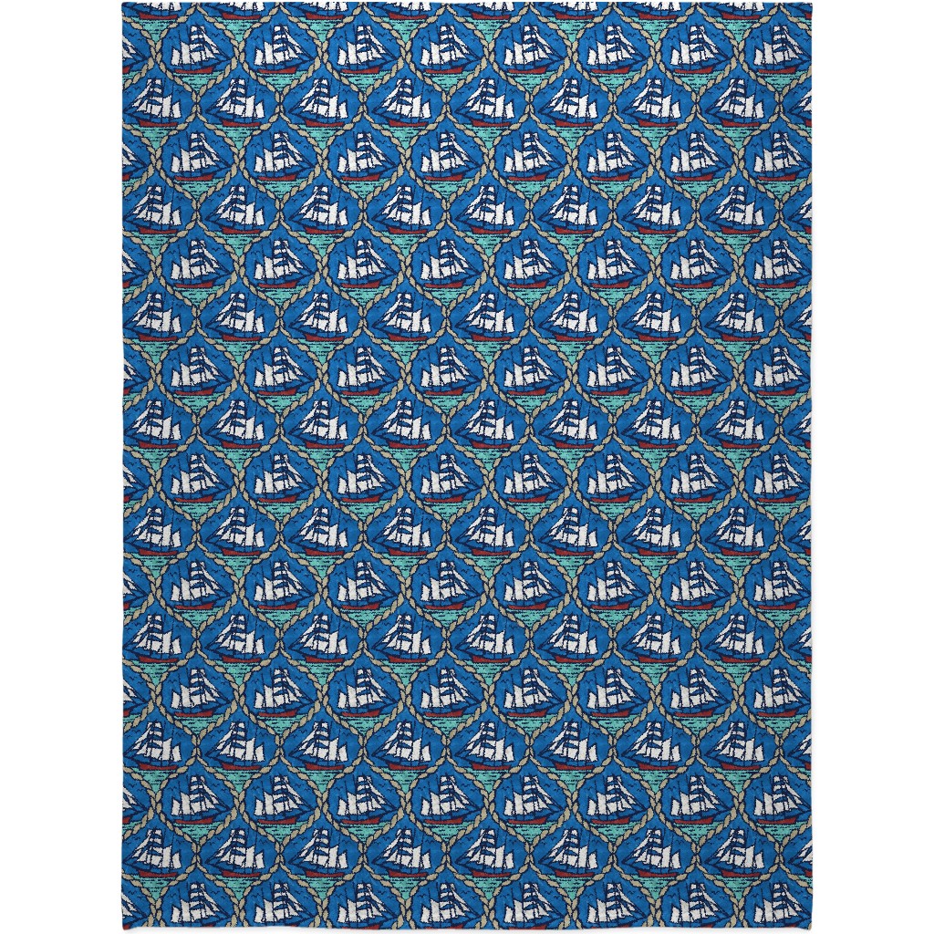 Maritime Blanket, Sherpa, 60x80, Blue