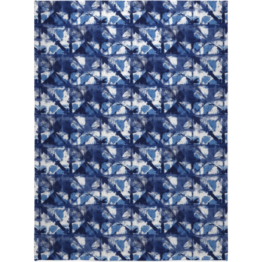 Shibori - Indigo Blanket, Sherpa, 60x80, Blue