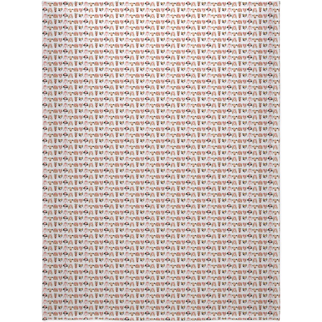 Puppy Dogs With Floral Crowns Blanket, Sherpa, 60x80, Multicolor