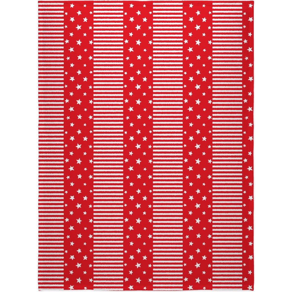 Stars and Stripes - Red and White Blanket, Sherpa, 60x80, Red