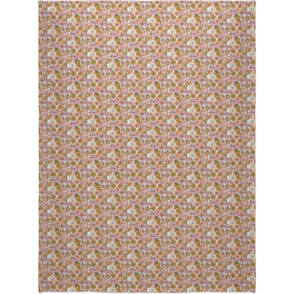 Chelsea Vintage Floral Garden - Pink Blanket, Sherpa, 60x80, Pink