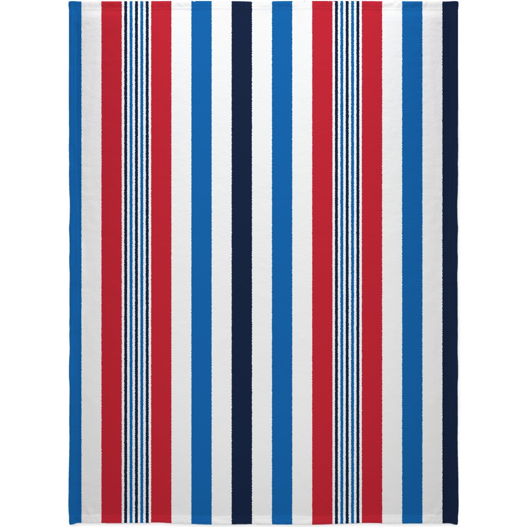 Vertical Stripes - Red White and Blue Blanket, Sherpa, 60x80, Multicolor