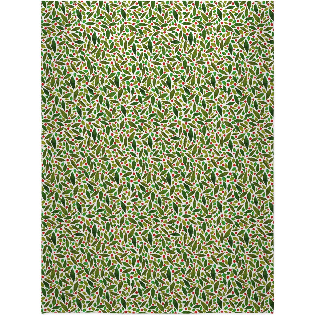 Holiday Greens and Berries Blanket, Sherpa, 60x80, Green, Classic Green