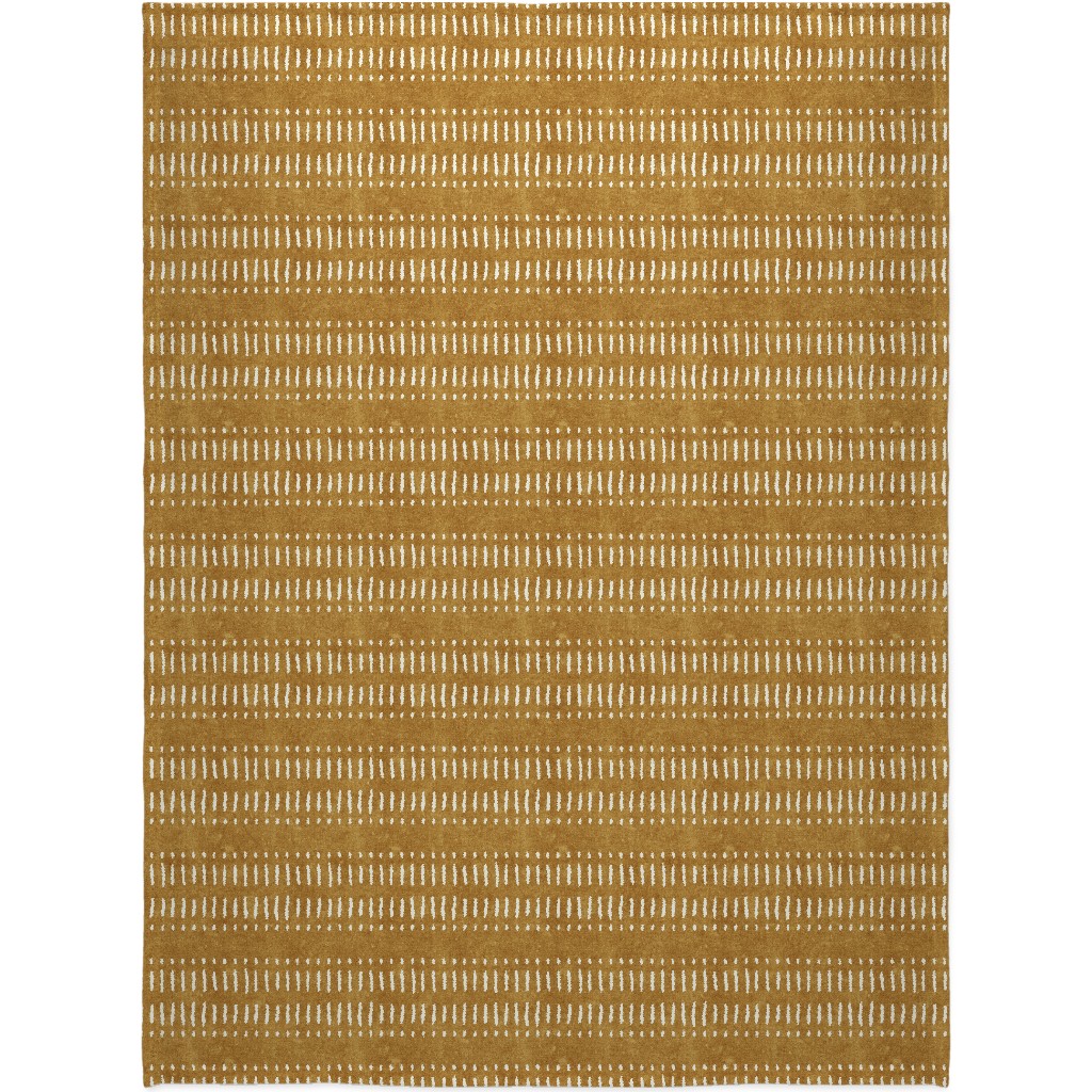 Dash Dot Stripes Blanket, Sherpa, 60x80, Yellow, Golden
