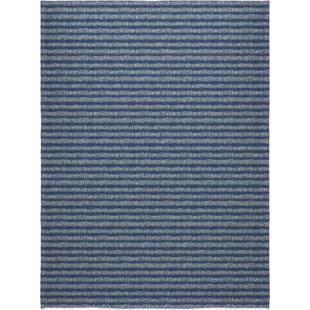 Denim Stripe Blanket, Sherpa, 60x80, Blue, True Blue