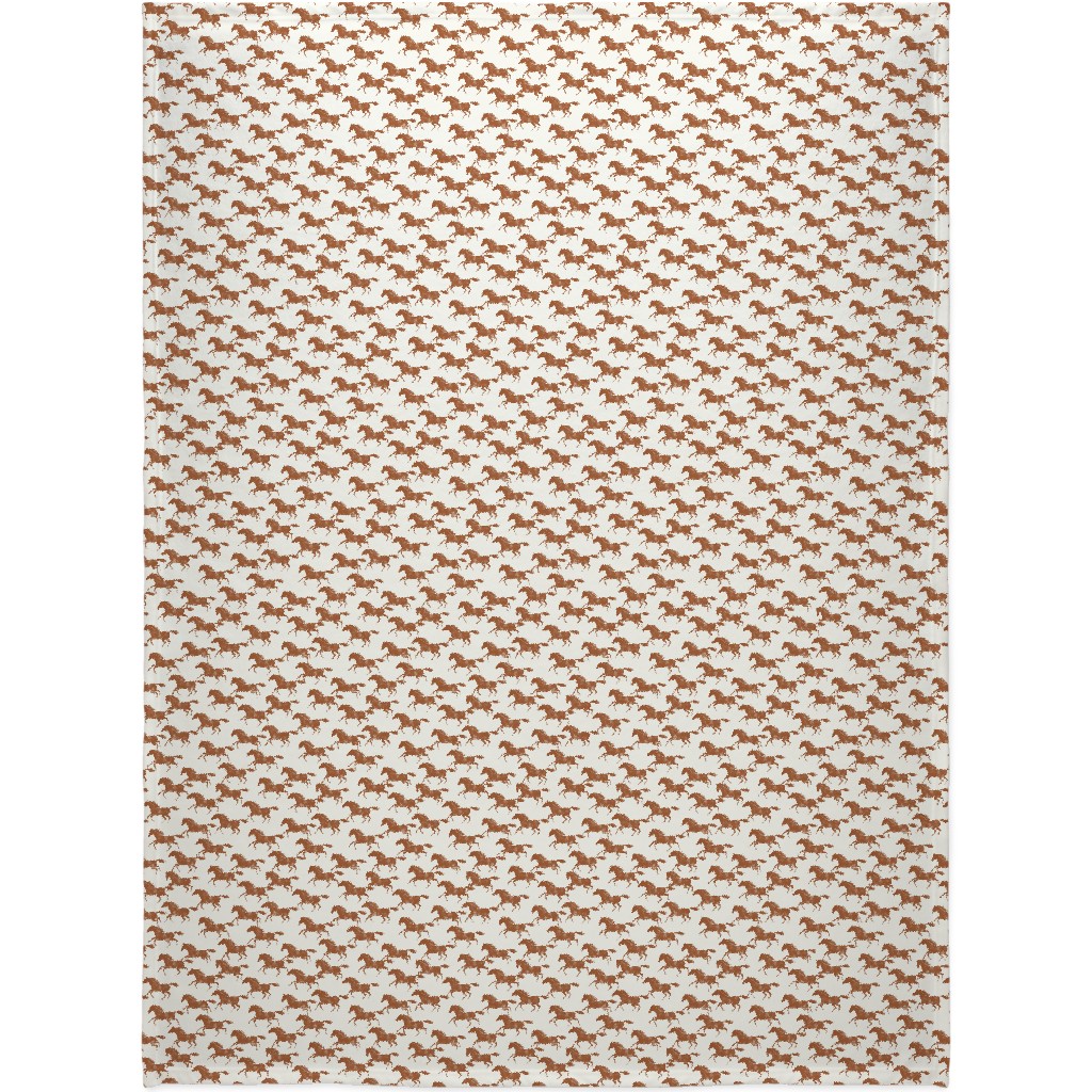 Wild Horses - Ginger on Cream Blanket, Sherpa, 60x80, Brown, Brown