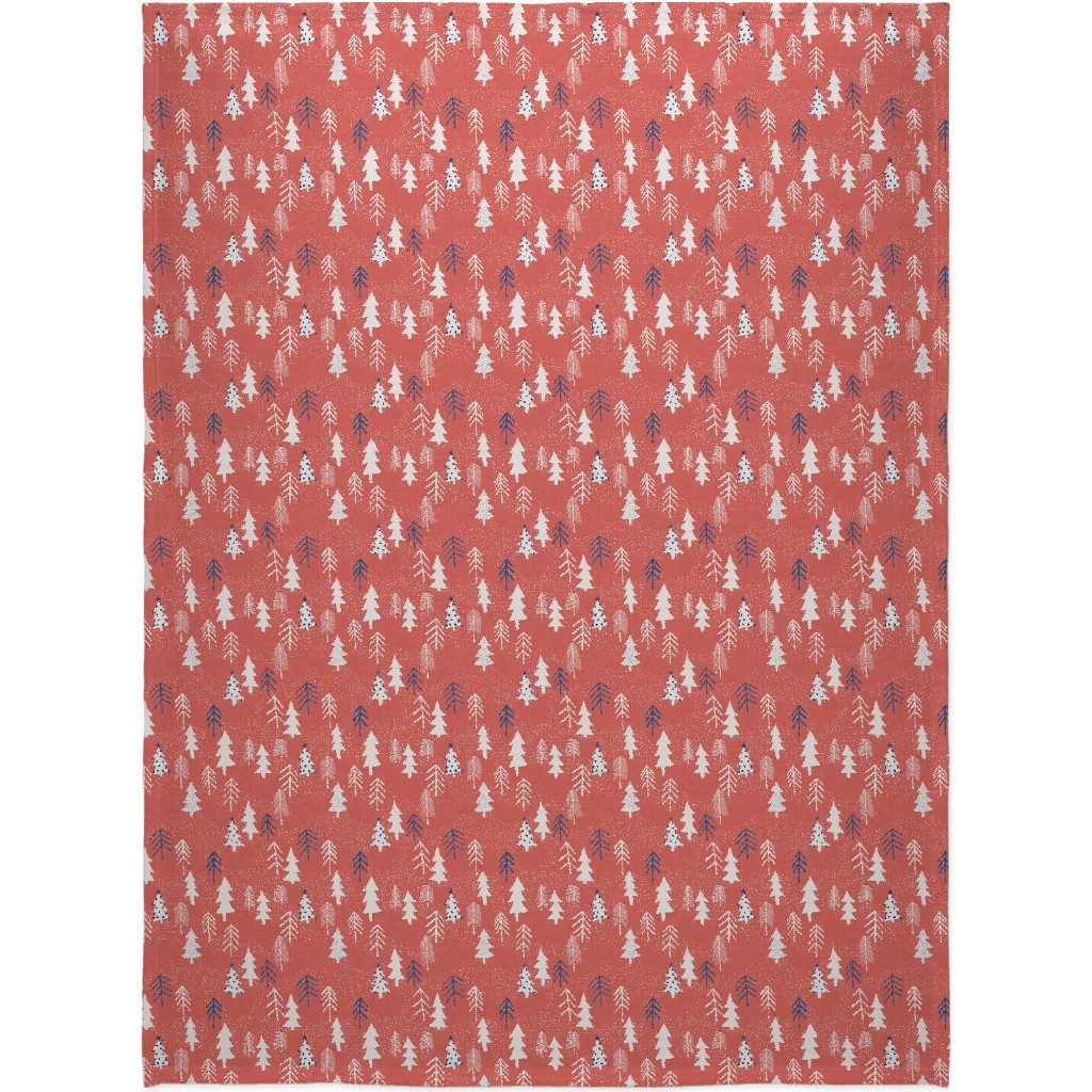 Evergreen Forest Blanket, Sherpa, 60x80, Red, Sedona