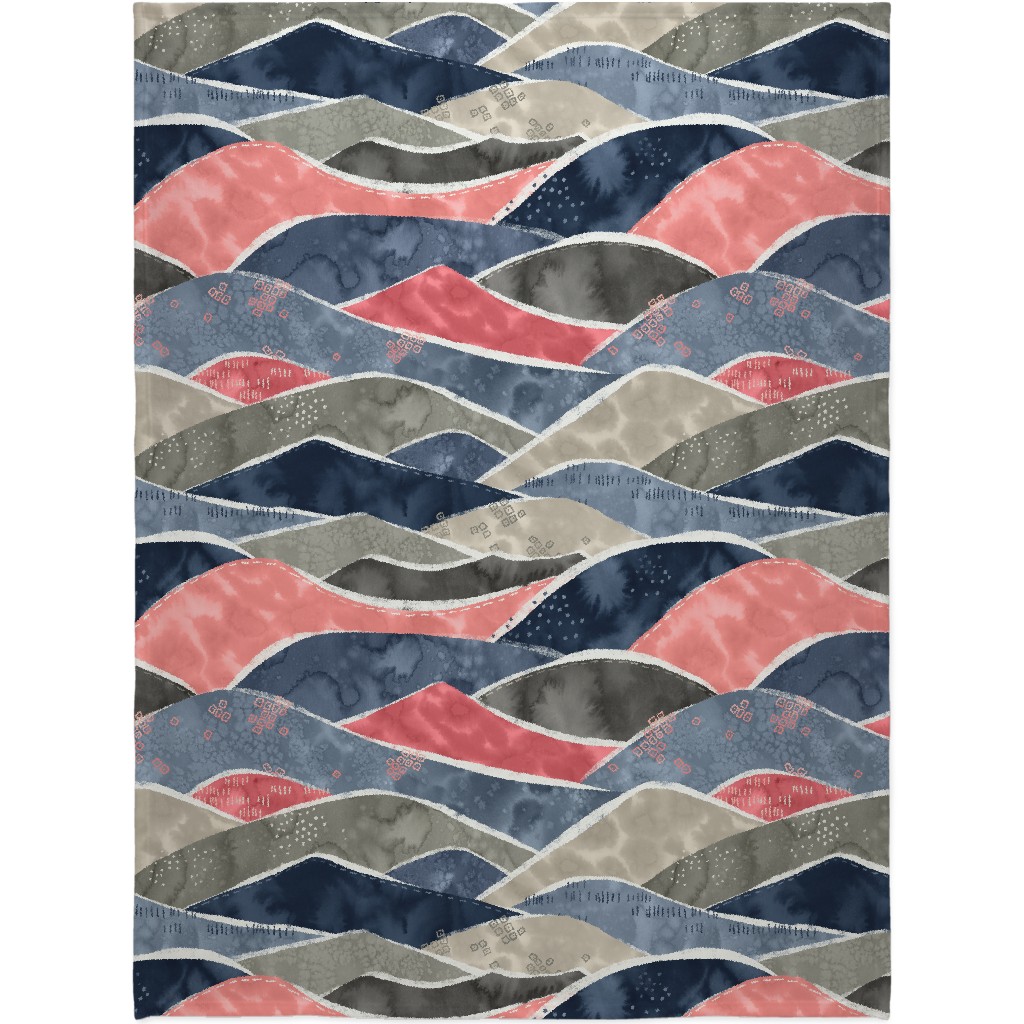 Romantic Watercolor Mountain Landscape Blanket, Sherpa, 60x80, Multicolor