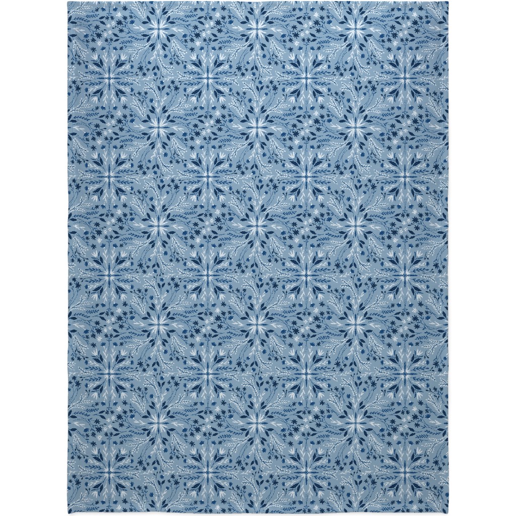 Dotty Floral - Blue Blanket, Sherpa, 60x80, Blue