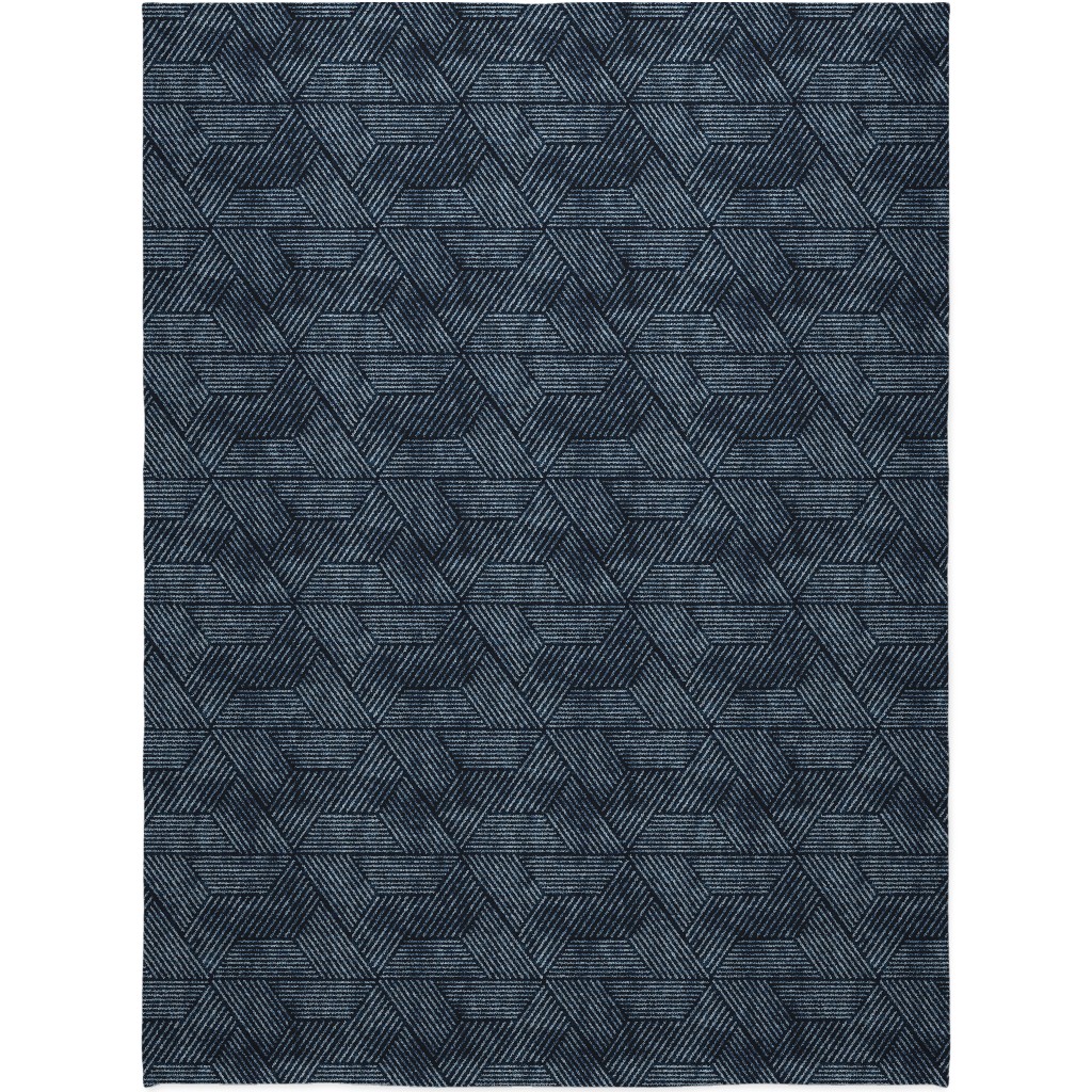 Cadence Triangles - Denim Blanket, Sherpa, 60x80, Blue