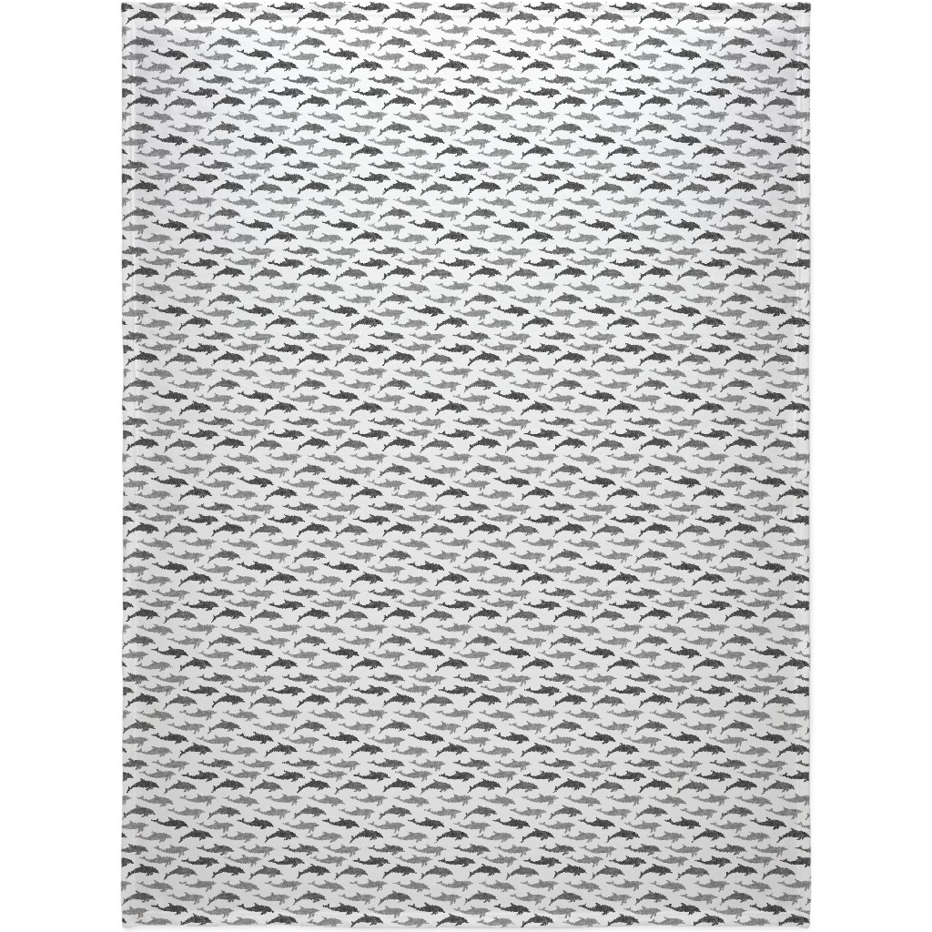 Dolphins Blanket, Sherpa, 60x80, Gray, Fog