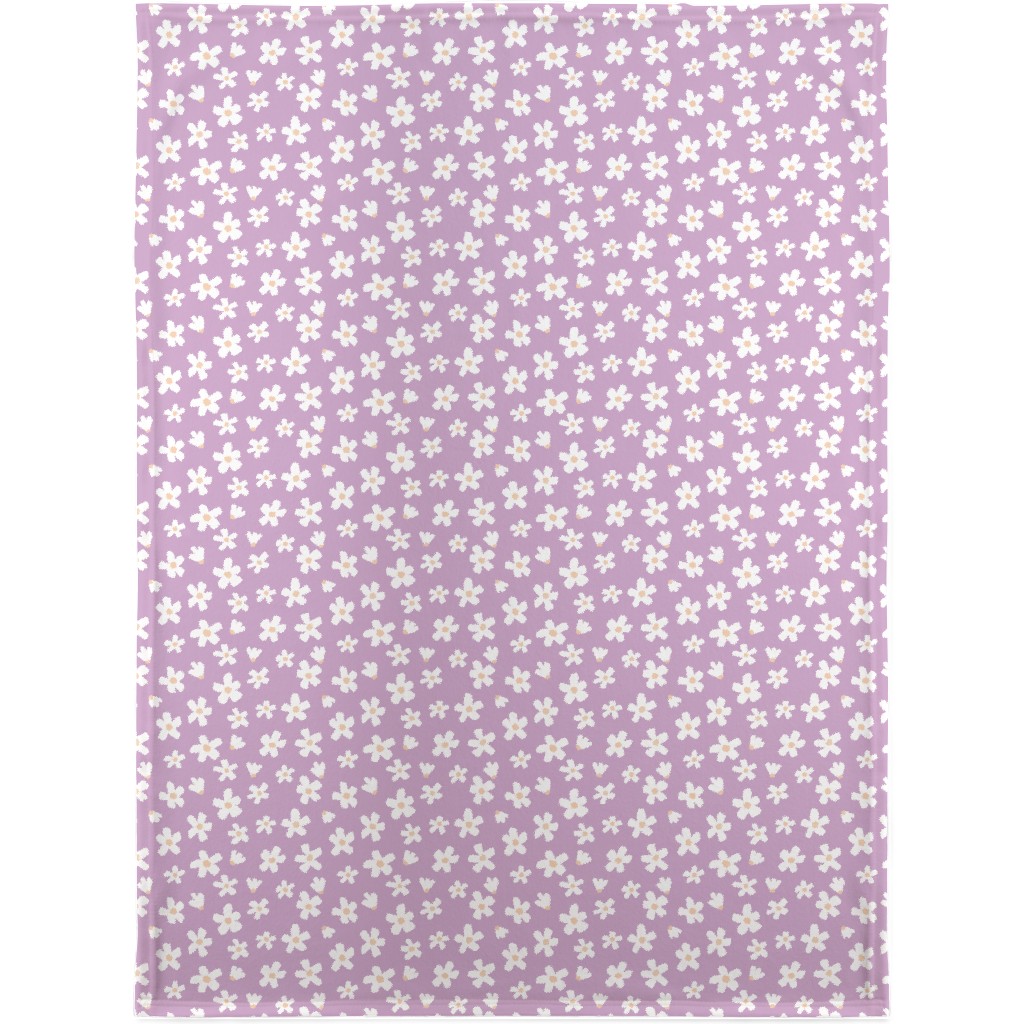 Daisy Garden Floral - Purple Blanket, Fleece, 30x40, Purple, Purple
