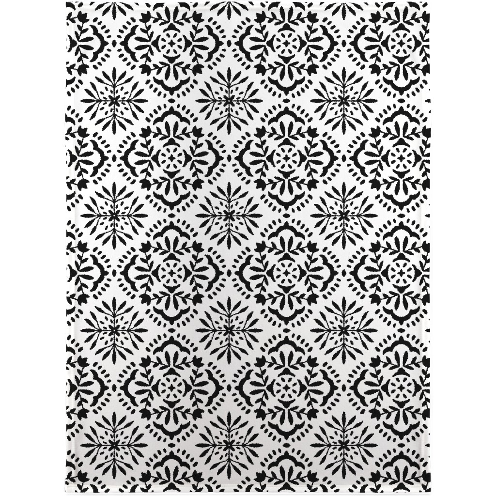 Southern At Heart - Black and White Blanket, Fleece, 30x40, Black, Black