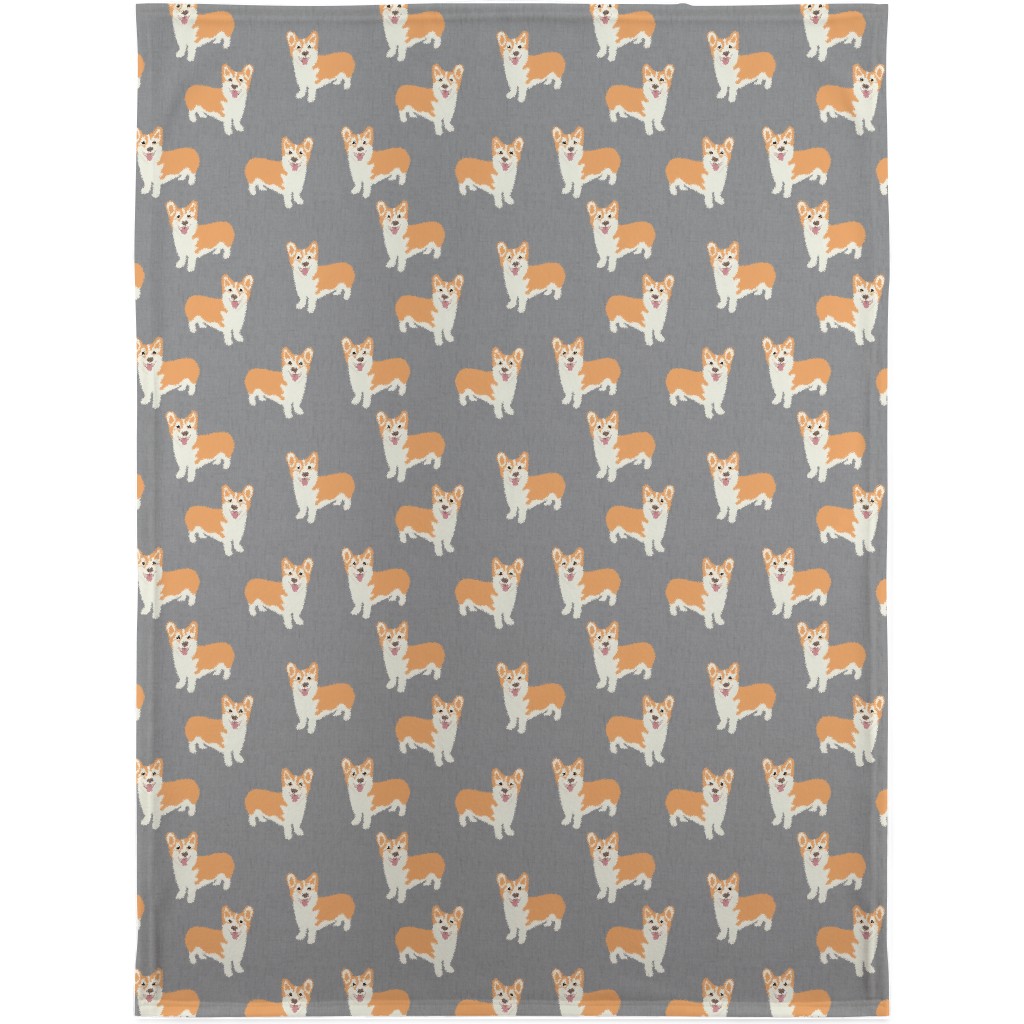 Corgi Blanket, Fleece, 30x40, Gray, Smoke Signals