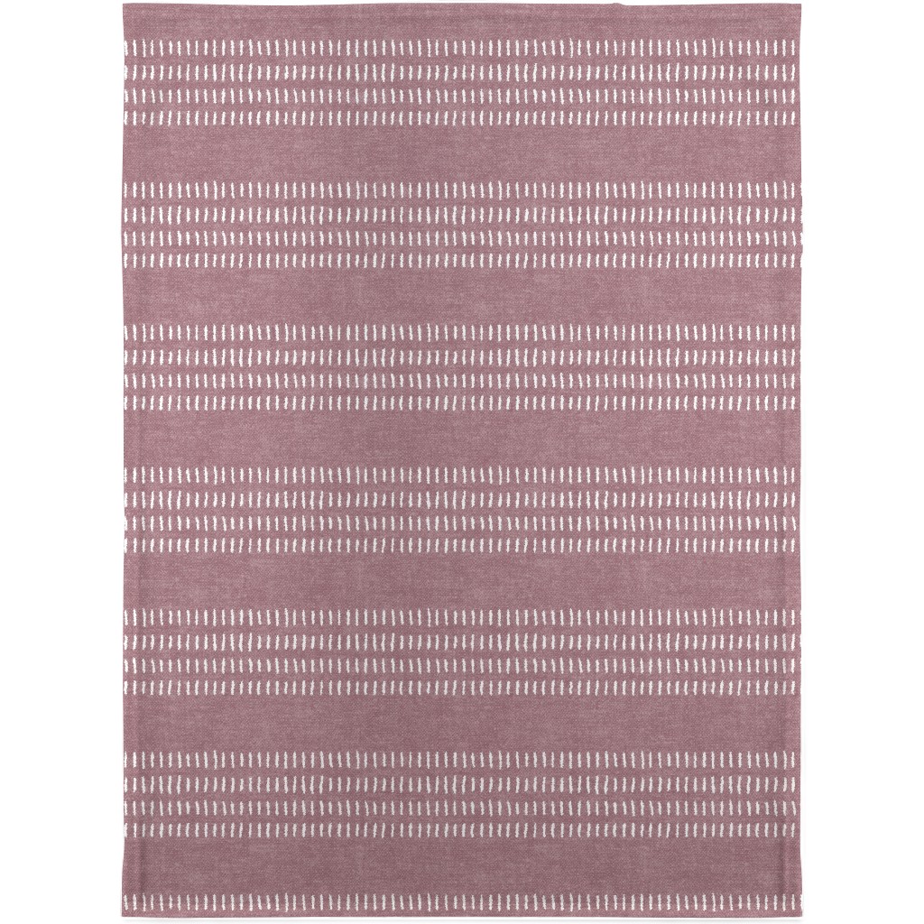 Farmhouse Stitch Stripes on Mauve Blanket, Fleece, 30x40, Purple, Purple