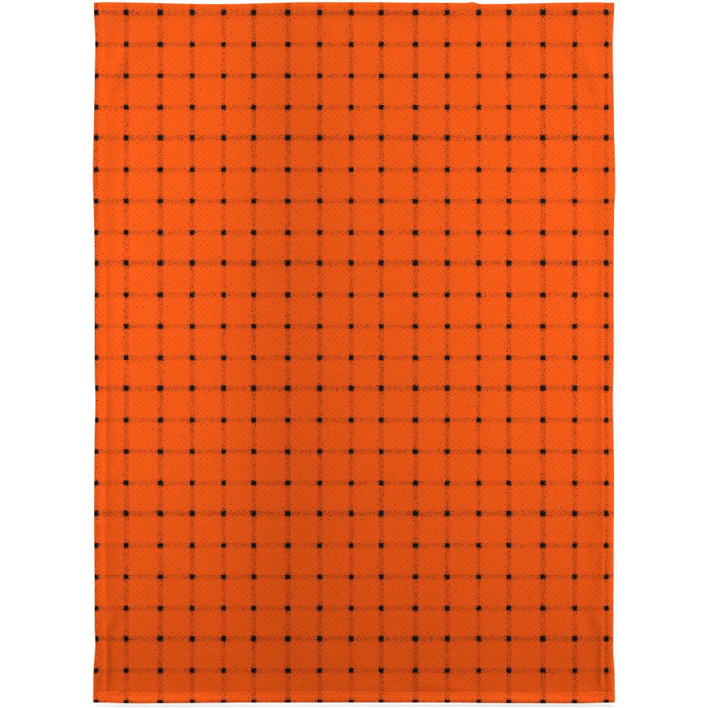 Gridded Plaid Blanket, Fleece, 30x40, Orange, Persimmon